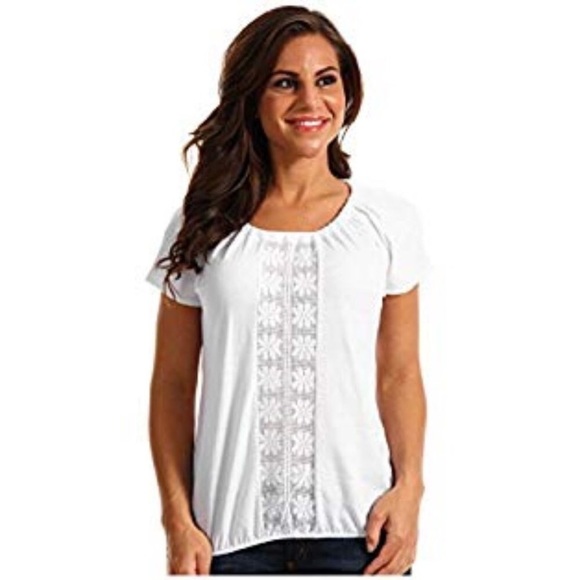 Prana Tops - Prana Jana Floral Lace Top Short Sleeve
